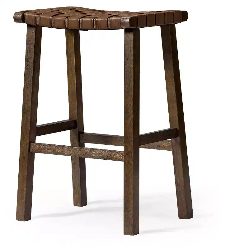 Maven Lane Noah Backless Bar Stool with Faux Leather 30