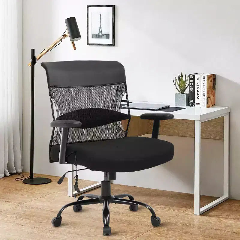 Chaise de bureau 500 lbs, grande et haute, avec siège large, noire