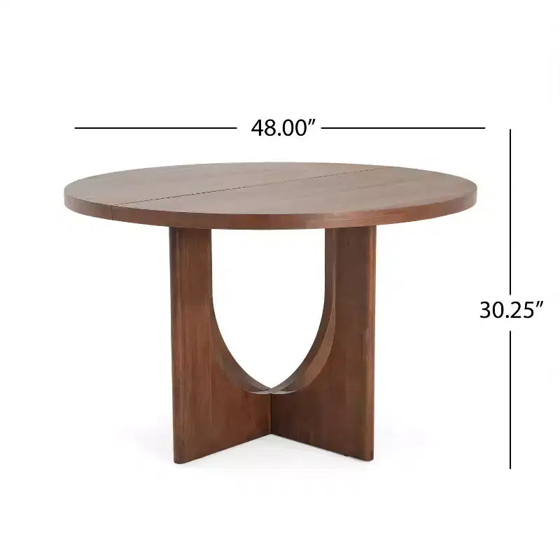 Table de salle à manger ronde en bois de 48 po avec pieds entrecroisés