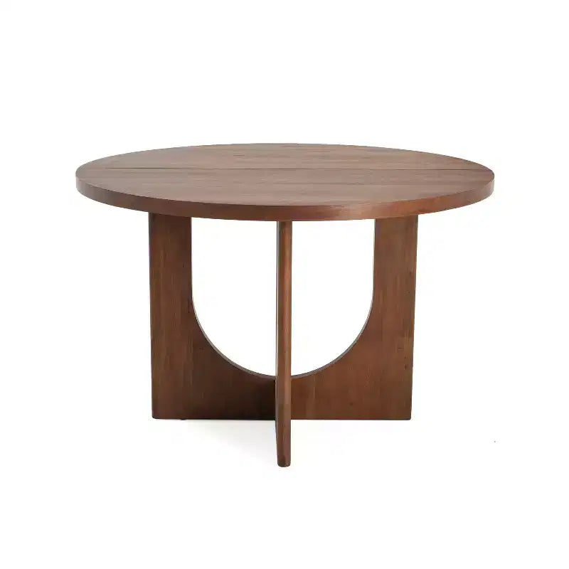 Table de salle à manger ronde en bois de 48 po avec pieds entrecroisés