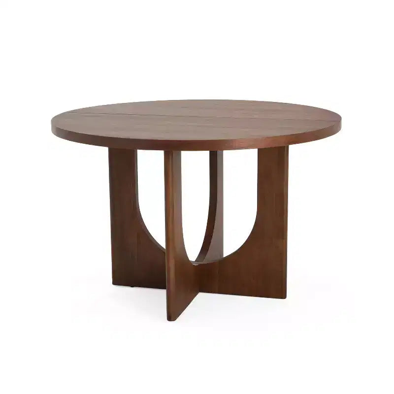 Table de salle à manger ronde en bois de 48 po avec pieds entrecroisés