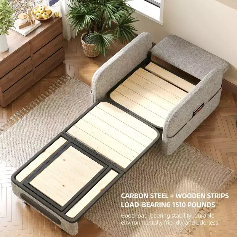 Canapé-lit convertible moderne réglable avec tissu en lin moderne pour salon