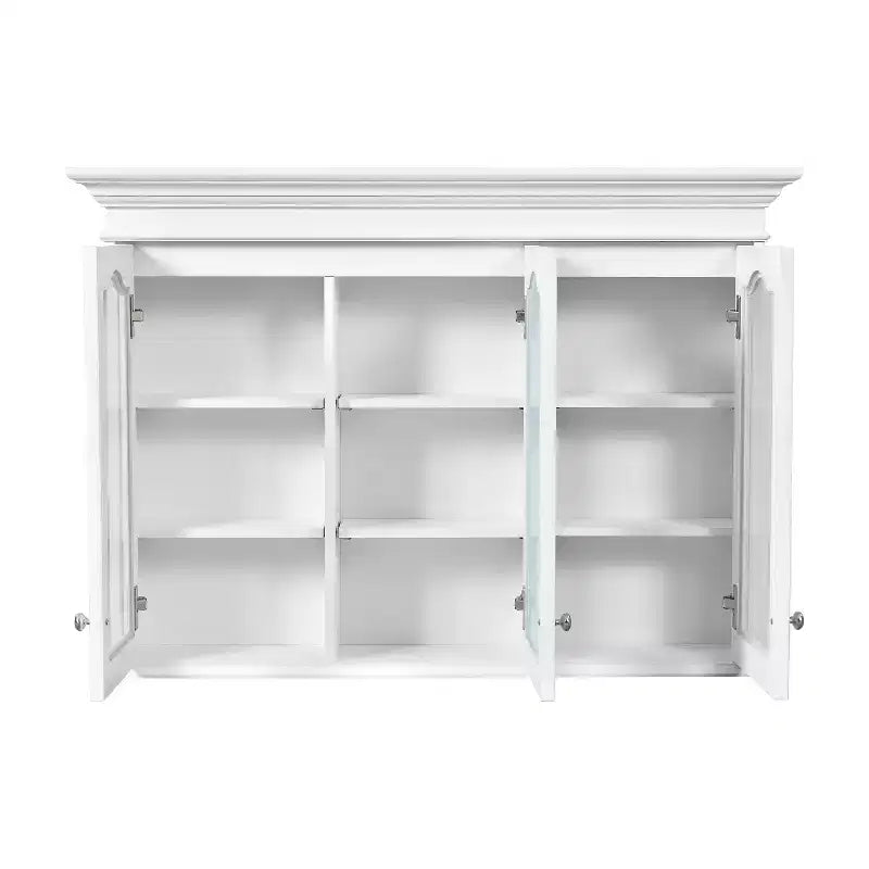 Armoire à pharmacie 40W avec miroir, armoire de rangement de salle de bain avec étagères réglables et portes vitrées, armoire miroir murale, blanche