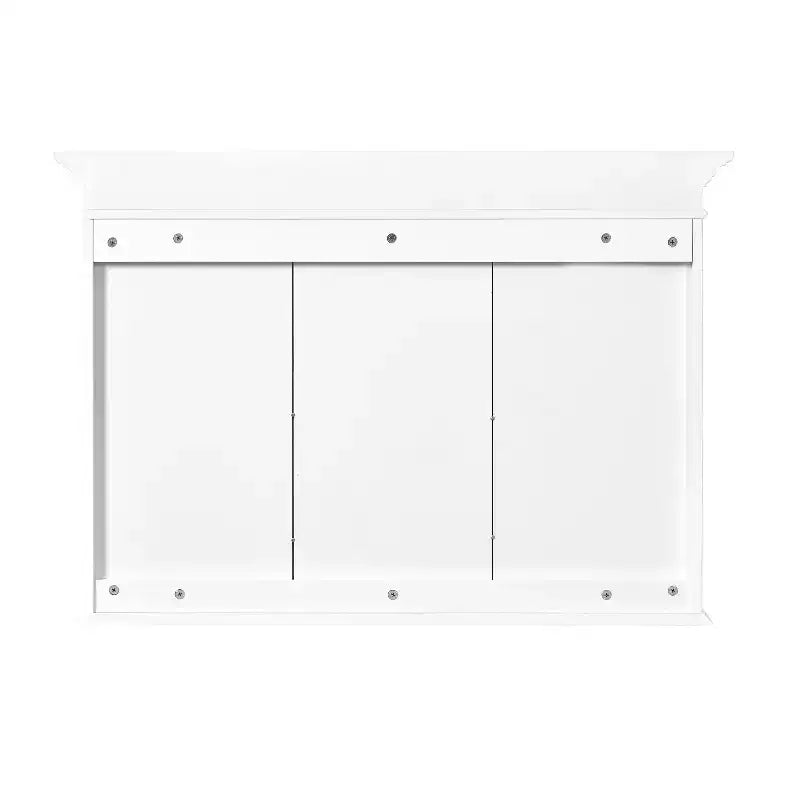 Armoire à pharmacie 40W avec miroir, armoire de rangement de salle de bain avec étagères réglables et portes vitrées, armoire miroir murale, blanche