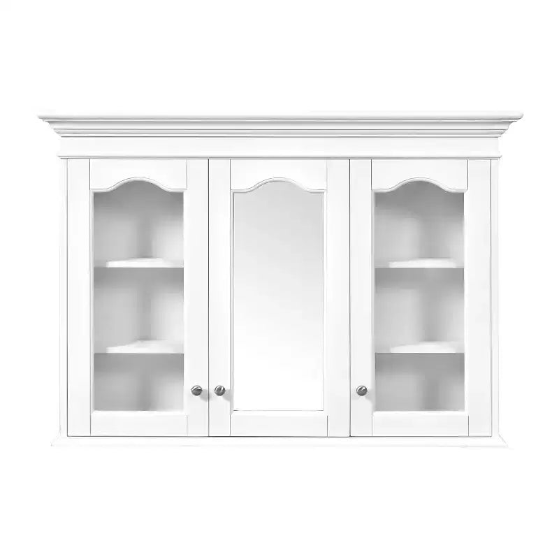 Armoire à pharmacie 40W avec miroir, armoire de rangement de salle de bain avec étagères réglables et portes vitrées, armoire miroir murale, blanche
