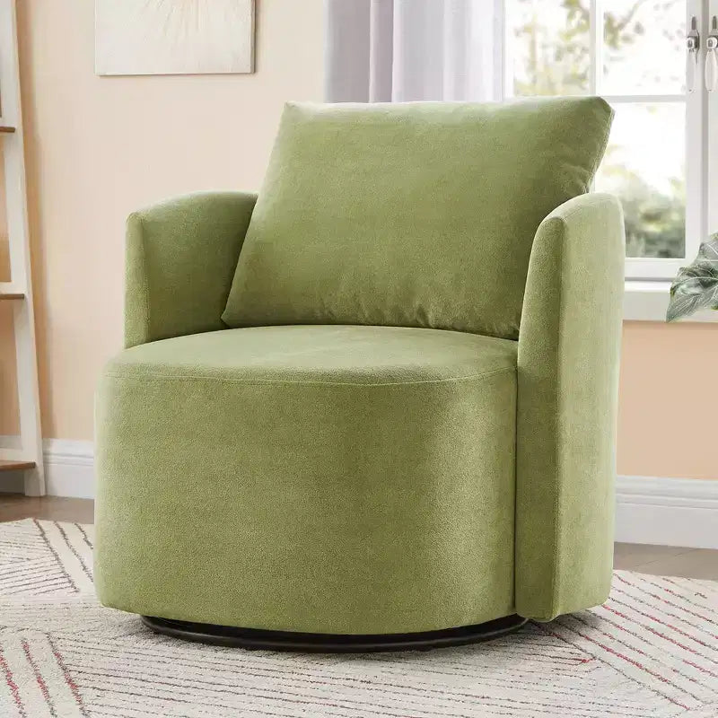 Okak 360Swivel Modern Accent Chair, 29.9 Accent Barrel Armchair, Upholstered Swivel Sofa Chair with Curved Design for Living Room, Bedroom