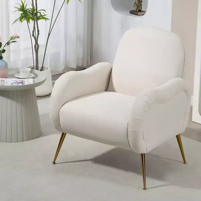 Okak Modern Accent Chairs for Bedroom, Accent Chair With Metal Gold Legs, Snowflake fabric Armchair, Single Sofa Chair for Living Room