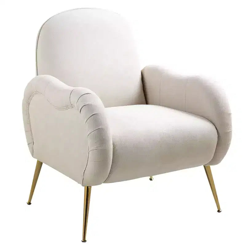 Fauteuils d'appoint modernes pour chambre à coucher, fauteuil d'appoint avec pieds en métal doré, fauteuil en tissu flocon de neige, fauteuil simple pour salon