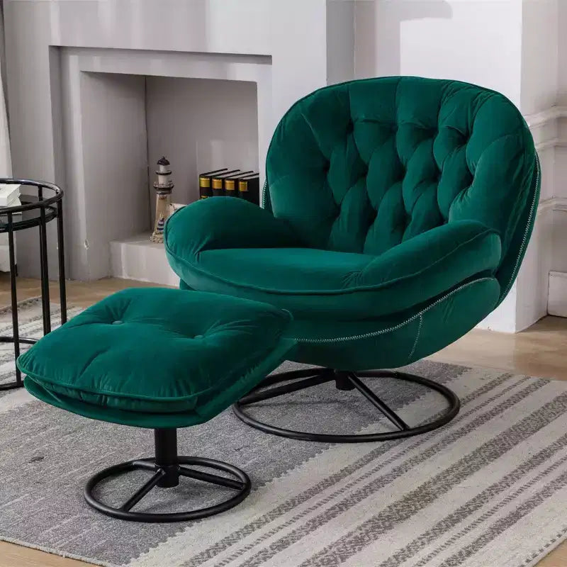 Okak Modern Accent Chairs for Bedroom with Ottoman, Accent Leisure Chair with Cushioned Seat