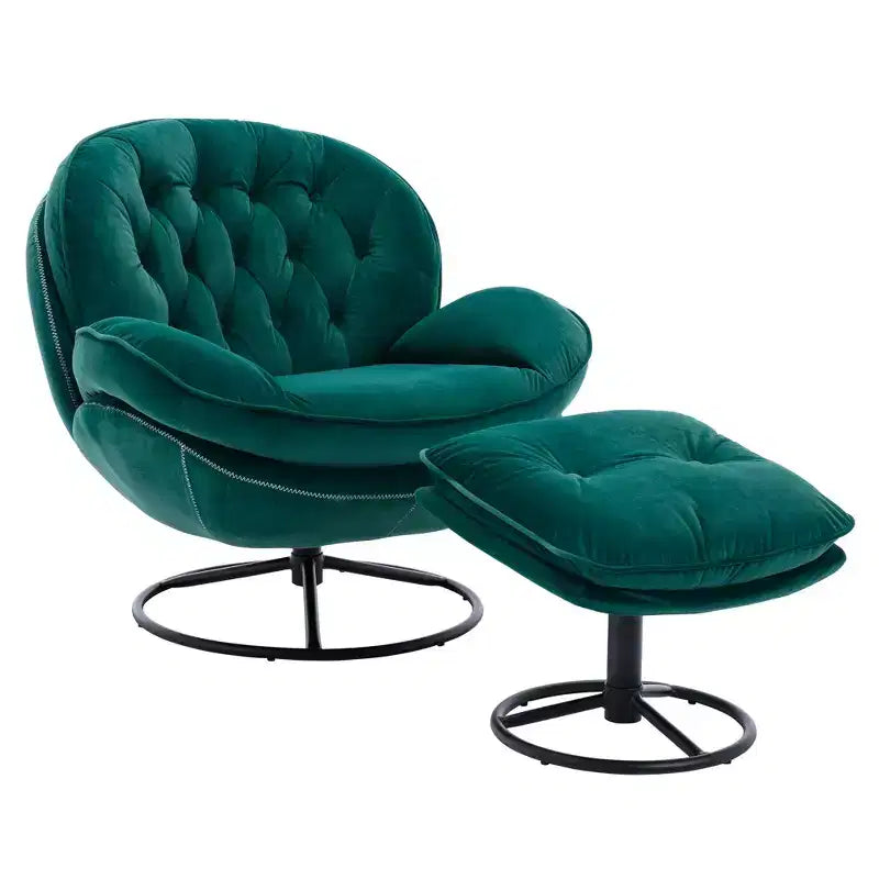 Fauteuils d'appoint modernes pour chambre à coucher avec ottoman, fauteuil de loisirs avec siège rembourré