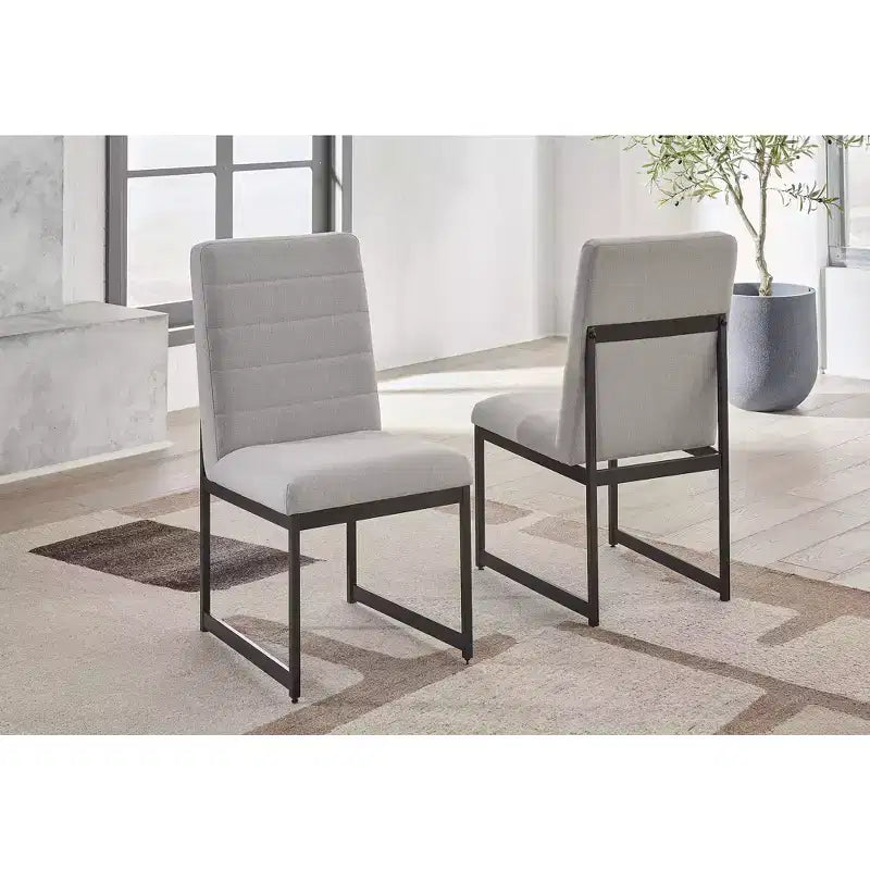 Chaises de salle à manger modernes rembourrées, lot de 2, beiges