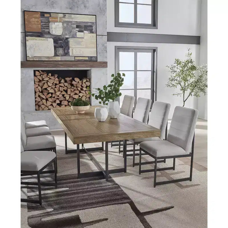 Chaises de salle à manger modernes rembourrées, lot de 2, beiges
