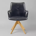 Art Leon Luxury Top Grain Genuine Leather Swivel Accent Office Chairs with Wood Legs