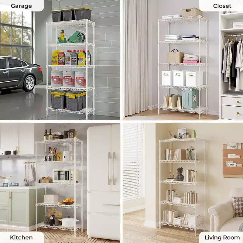 Étagère de rangement à 5 niveaux en fil métallique, étagères de rangement noires