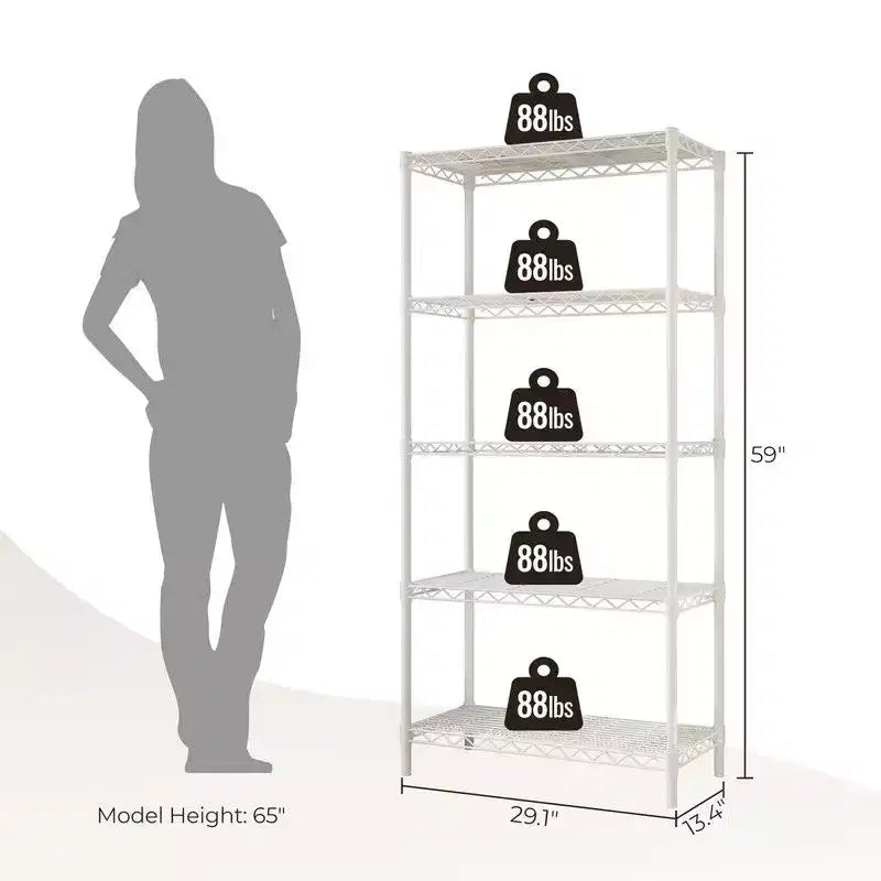 Étagère de rangement à 5 niveaux en fil métallique, étagères de rangement noires