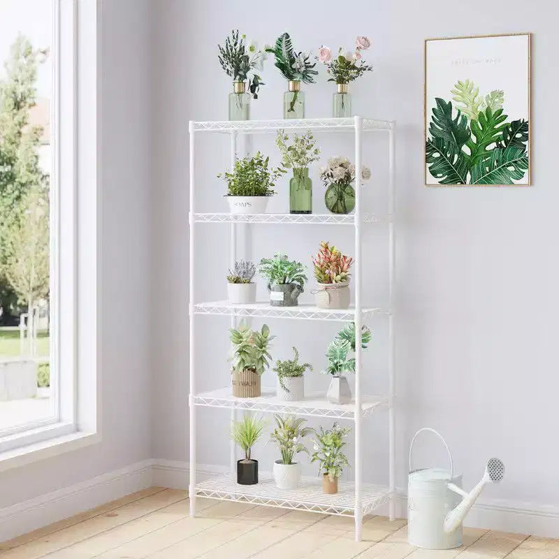 Étagère de rangement à 5 niveaux en fil métallique, étagères de rangement noires