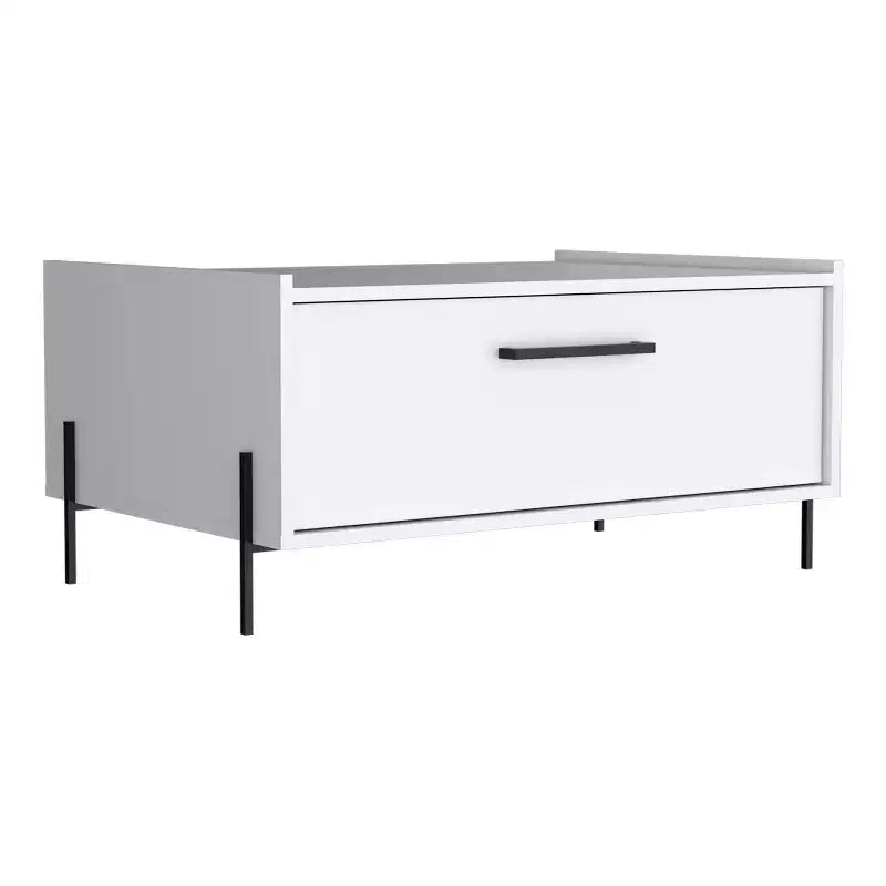 15 tables basses rectangulaires minimalistes hautes avec meuble bas escamotable et étagère ouverte pour salon/bureau, gain de place