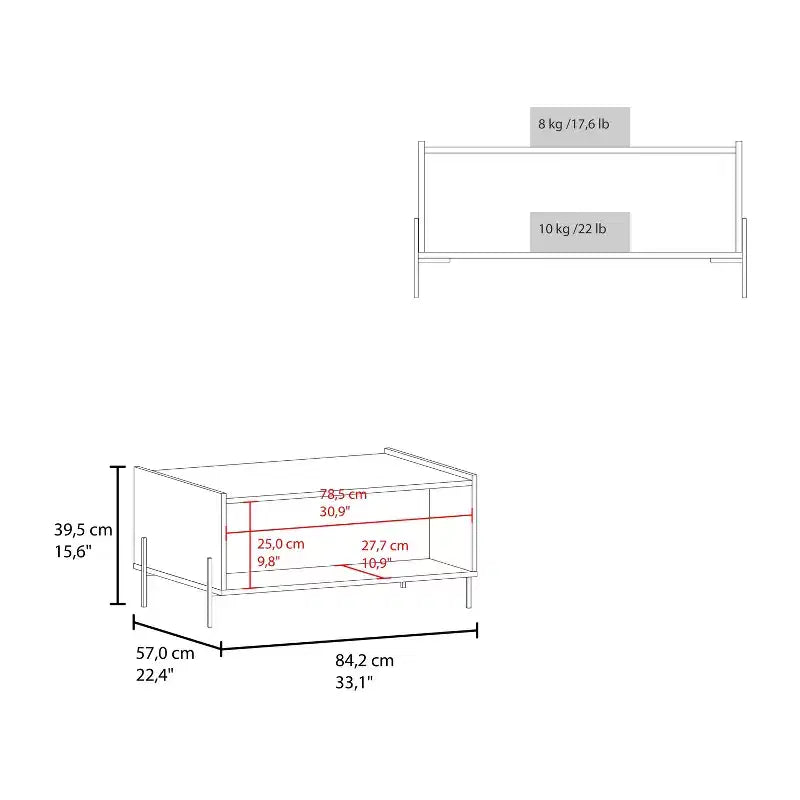 15 tables basses rectangulaires minimalistes hautes avec meuble bas escamotable et étagère ouverte pour salon/bureau, gain de place