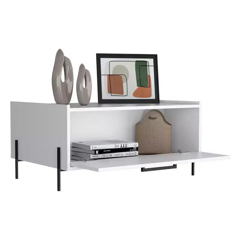 15 tables basses rectangulaires minimalistes hautes avec meuble bas escamotable et étagère ouverte pour salon/bureau, gain de place