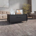 Okak 15 High Minimalistic Rectangle Coffee Tables with Pull Down Cabinet and Open Shelf for Living Room/Office, Space-Saving
