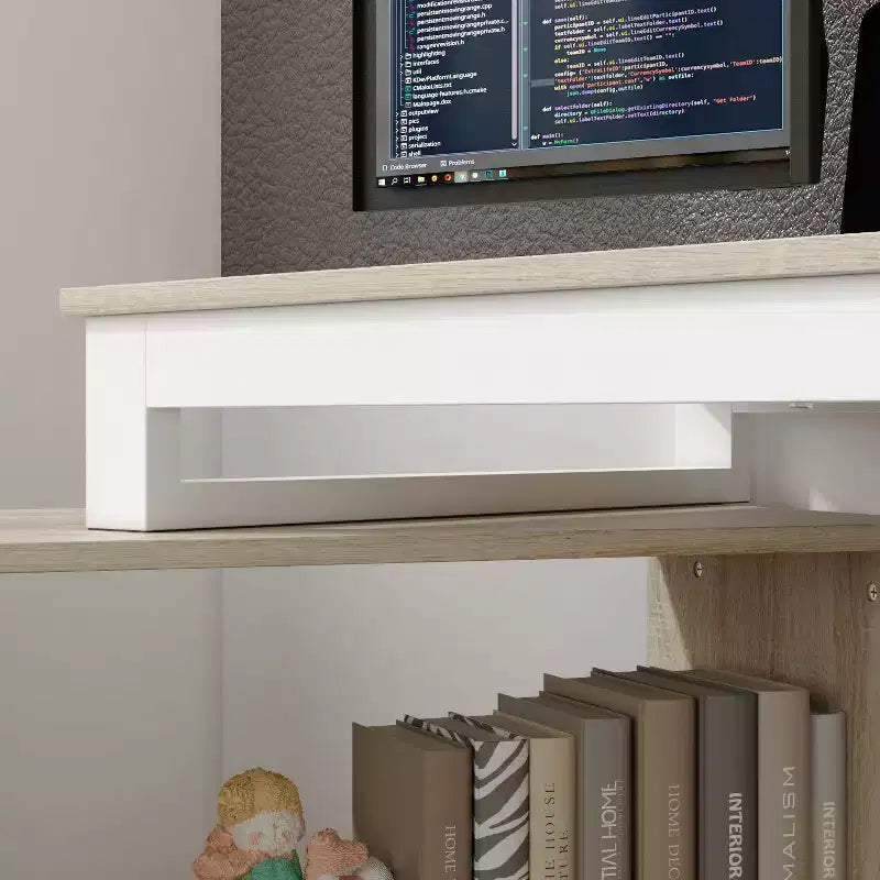 Bureau d'ordinateur à piédestal unique : poste de travail modulaire avec organiseur à 3 tiroirs, étagère ouverte et rangement réglable Bureau d'ordinateur pour la maison