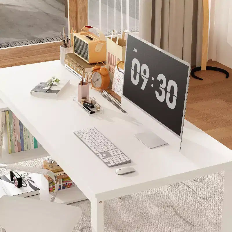 Bureau d'ordinateur à piédestal unique : poste de travail modulaire avec organiseur à 3 tiroirs, étagère ouverte et rangement réglable Bureau d'ordinateur pour la maison
