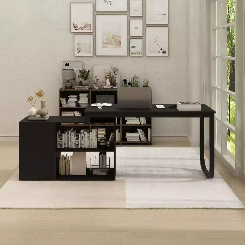 Bureau d'ordinateur à piédestal unique : poste de travail modulaire avec organiseur à 3 tiroirs, étagère ouverte et rangement réglable Bureau d'ordinateur pour la maison