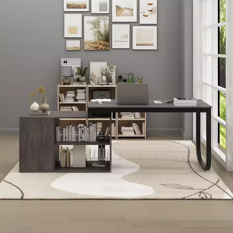 Bureau d'ordinateur à piédestal unique : poste de travail modulaire avec organiseur à 3 tiroirs, étagère ouverte et rangement réglable Bureau d'ordinateur pour la maison