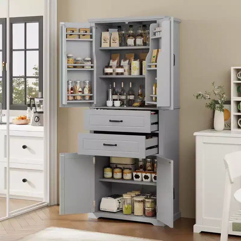 Meuble de rangement multifonctionnel moderne avec 2 tiroirs et étagères réglables