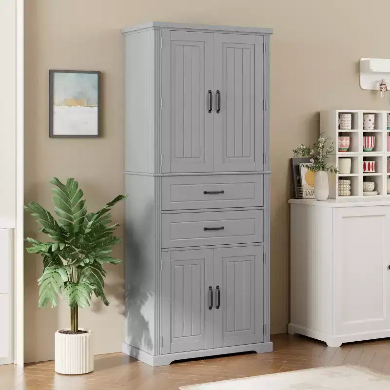 Meuble de rangement multifonctionnel moderne avec 2 tiroirs et étagères réglables