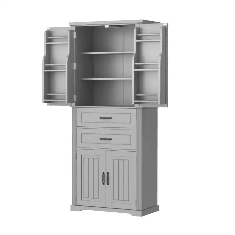 Meuble de rangement multifonctionnel moderne avec 2 tiroirs et étagères réglables