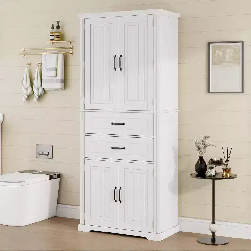 Meuble de rangement multifonctionnel moderne avec 2 tiroirs et étagères réglables