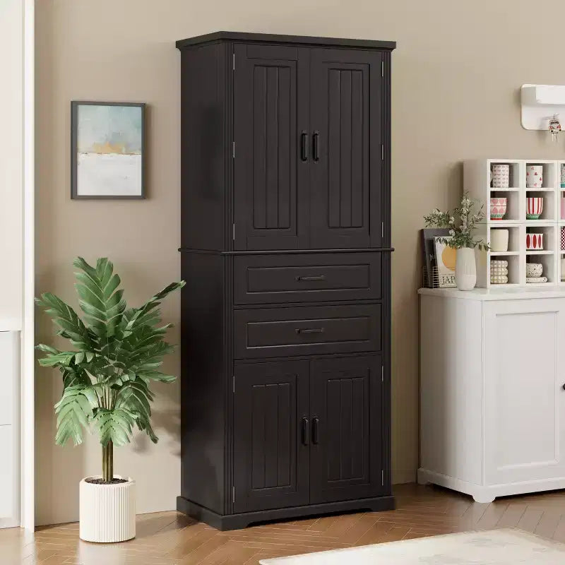 Meuble de rangement multifonctionnel moderne avec 2 tiroirs et étagères réglables