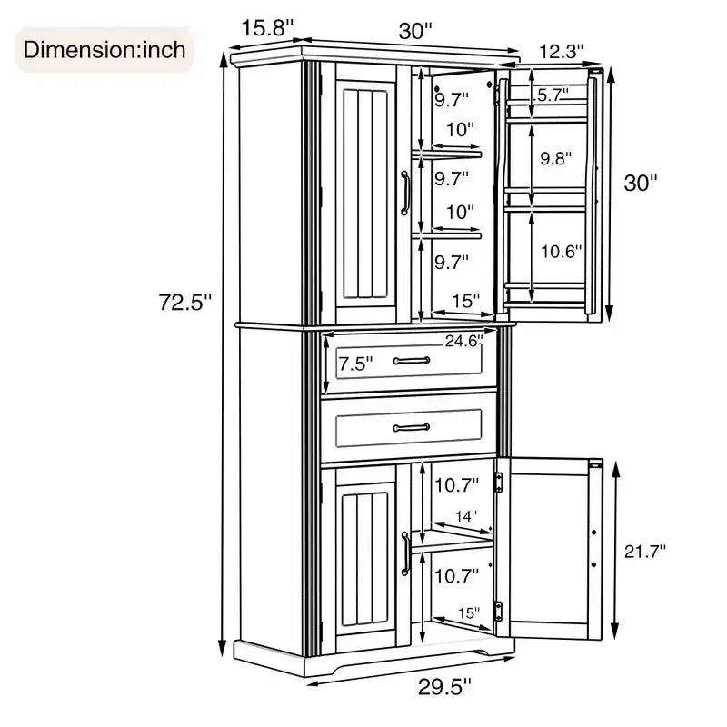 Meuble de rangement multifonctionnel moderne avec 2 tiroirs et étagères réglables