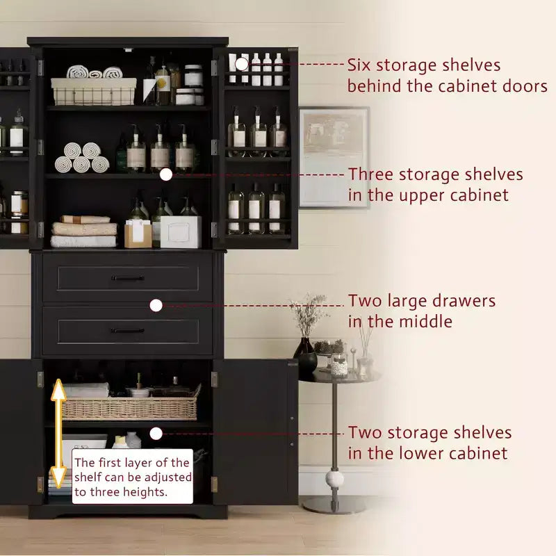 Meuble de rangement multifonctionnel moderne avec 2 tiroirs et étagères réglables