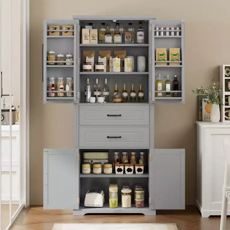 Meuble de rangement multifonctionnel moderne avec 2 tiroirs et étagères réglables
