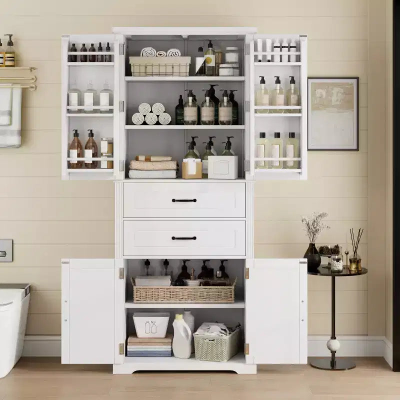 Meuble de rangement multifonctionnel moderne avec 2 tiroirs et étagères réglables