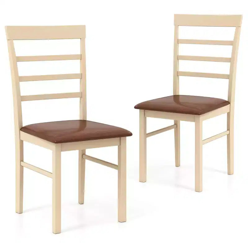 Costway Wooden dining chair set of 2/4 with rubber wood frame padded seat for kitchen