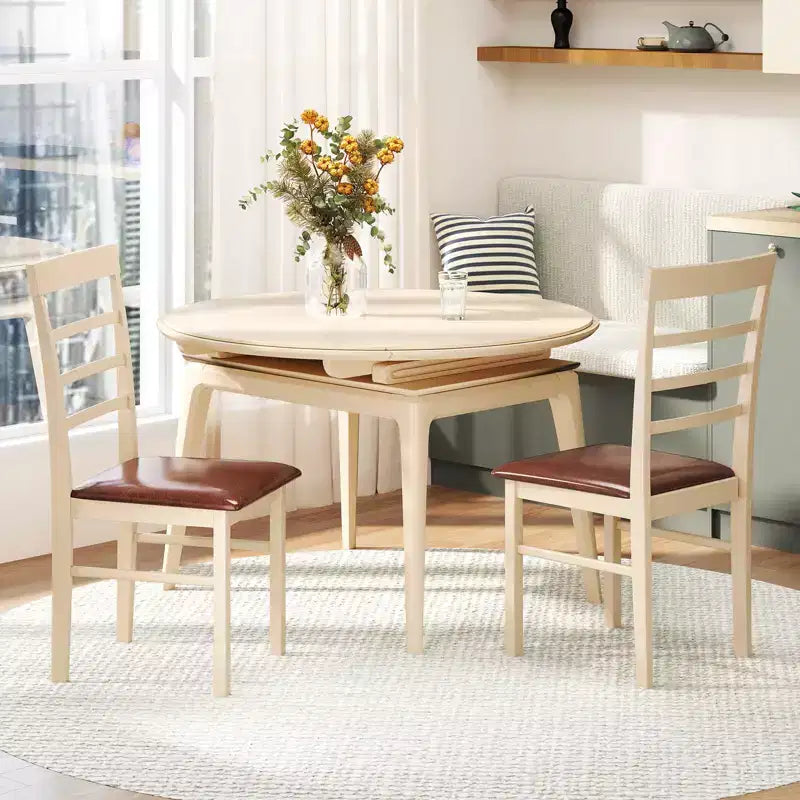 Lot de 2/4 chaises de salle à manger en bois avec cadre en bois d'hévéa et siège rembourré pour cuisine