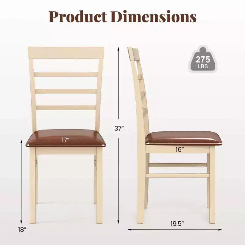 Lot de 2/4 chaises de salle à manger en bois avec cadre en bois d'hévéa et siège rembourré pour cuisine