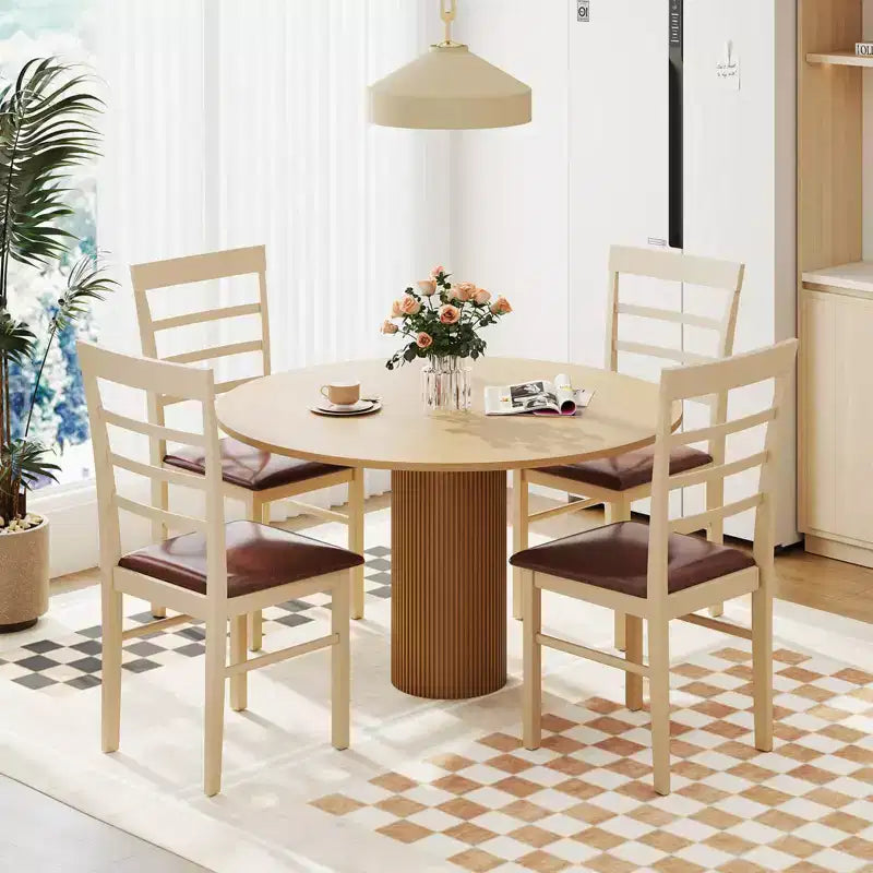 Lot de 2/4 chaises de salle à manger en bois avec cadre en bois d'hévéa et siège rembourré pour cuisine