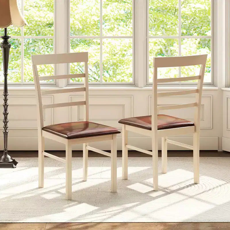 Lot de 2/4 chaises de salle à manger en bois avec cadre en bois d'hévéa et siège rembourré pour cuisine