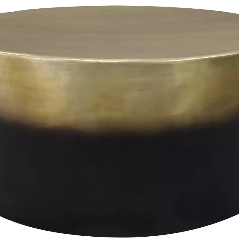 Table Basse Ronde Tambour, Ombre Laiton Antique, 87,5 cm -