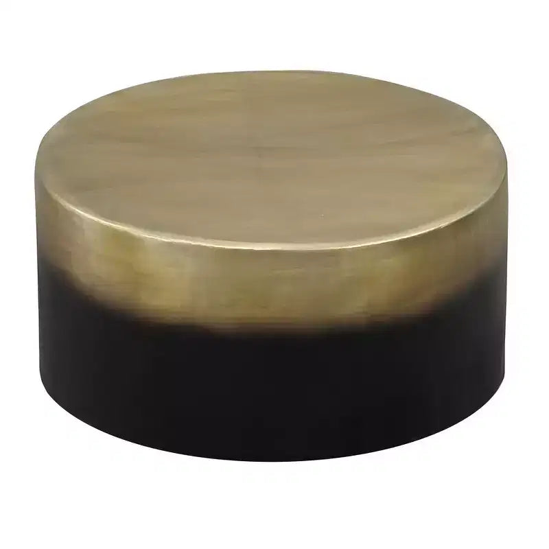 Table Basse Ronde Tambour, Ombre Laiton Antique, 87,5 cm -