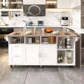 Famapy Multifunctional Mobile Kitchen Island Sideboard Kitchen Table: Foldable Countertop &amp; Multiple Storage Spaces