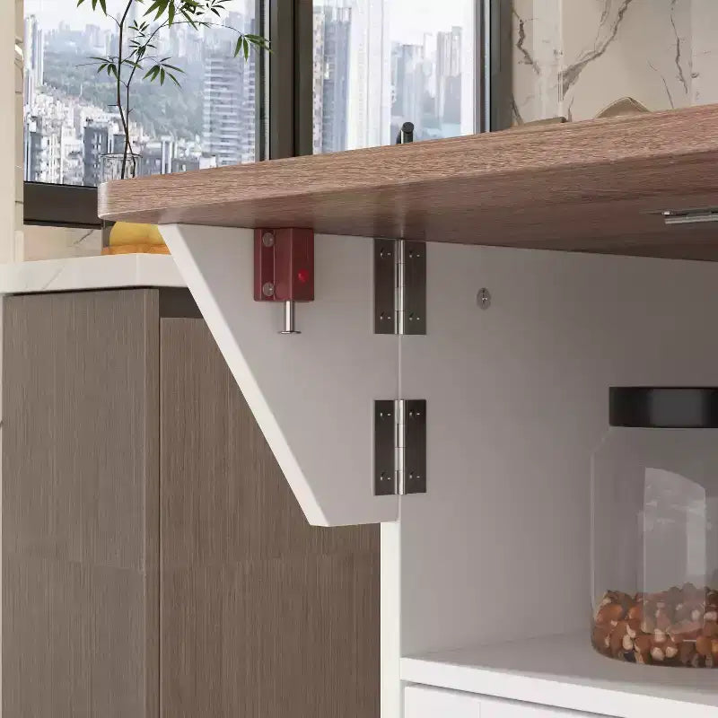 Îlot de cuisine mobile multifonctionnel Table de cuisine à buffet : Plan de travail pliable et multiples espaces de rangement