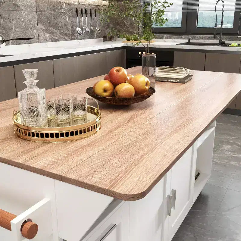 Îlot de cuisine mobile multifonctionnel Table de cuisine à buffet : Plan de travail pliable et multiples espaces de rangement