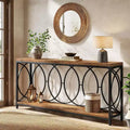 Console extra longue de 70,9 pouces, table de canapé industrielle à 2 niveaux derrière le canapé avec étagère de rangement, console étroite pour le salon