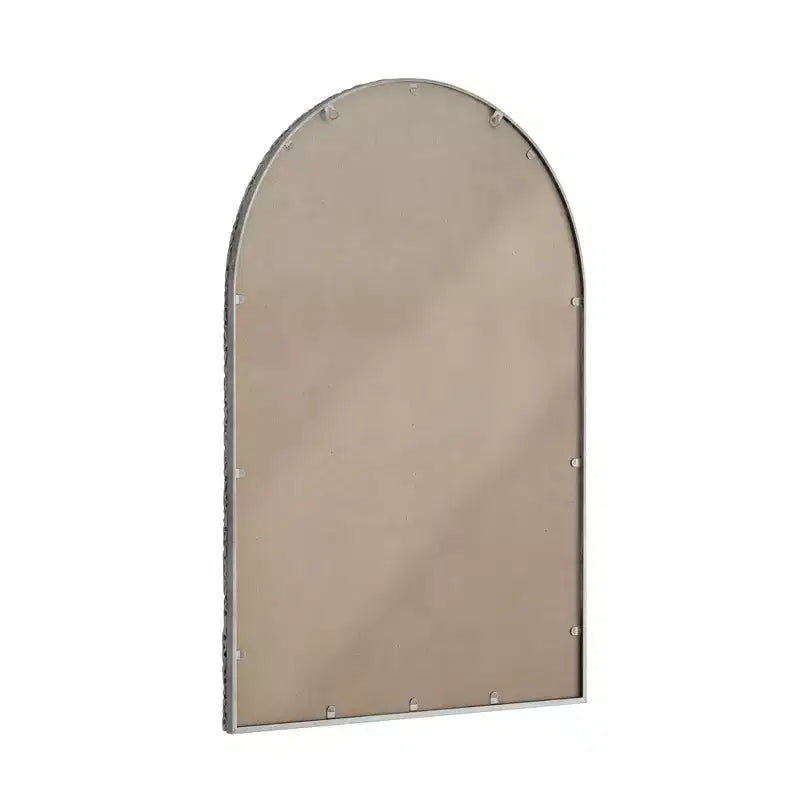 Miroir Rétro Ovale/Arqué en Fer Forgé, Miroir Effet Vieilli, Miroir Mural pour Décoration Salle de Bain/Chambre/Salon, Argent/Or