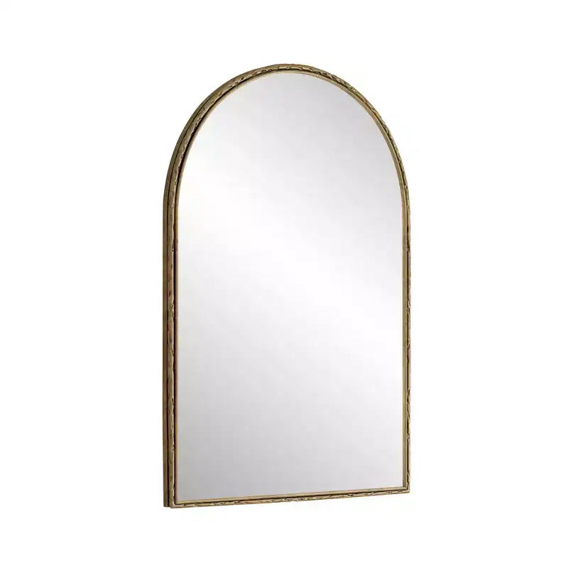 Miroir Rétro Ovale/Arqué en Fer Forgé, Miroir Effet Vieilli, Miroir Mural pour Décoration Salle de Bain/Chambre/Salon, Argent/Or
